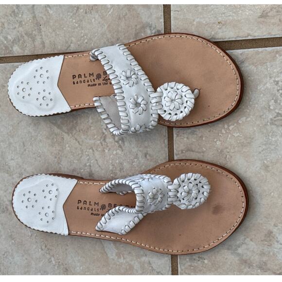 Palm Beach Sandals Women's Size 8 White Luxe-Crafted Leather Thong Flats - Picture 4 of 8